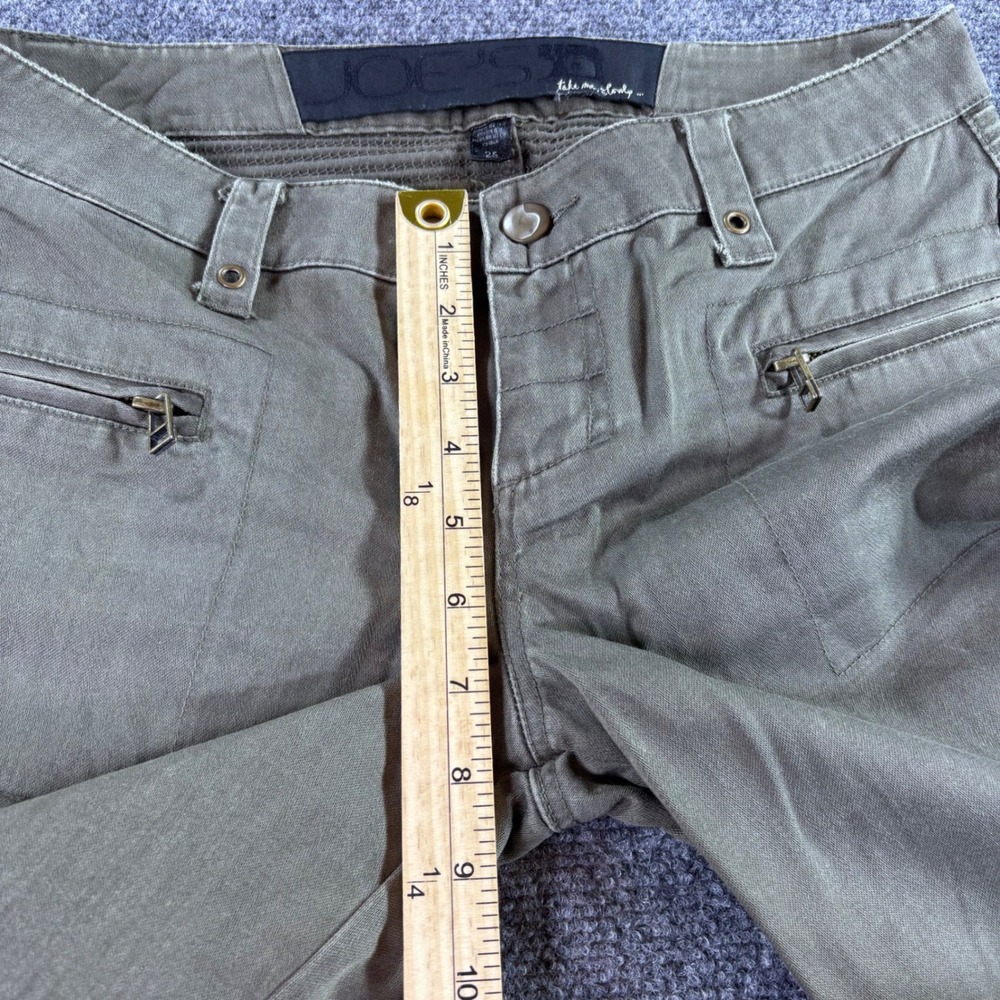 Joe's Jeans Moto Cargo Pants Women 25 Olive Green Ribbed Knee Zip Cuff Low Rise - Picture 6 of 10